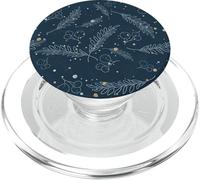 Cute Aesthetic Winter Blue Flower Pattern Floral Linart PopSockets PopGrip pour MagSafe