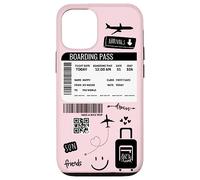 Cute Airplane Boarding Travel Pass Happy Doodle Blush Pink Coque pour iPhone 12/12 Pro