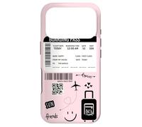 Cute Airplane Boarding Travel Pass Happy Doodle Blush Pink Coque pour iPhone 17 Pro