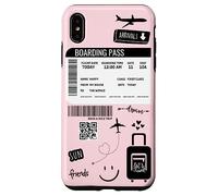 Cute Airplane Boarding Travel Pass Happy Doodle Blush Pink Coque pour iPhone XS Max