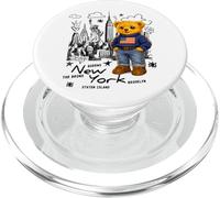 Cute American Teddy Bear Sketch Drawing, New York Teddy Bear PopSockets PopGrip pour MagSafe