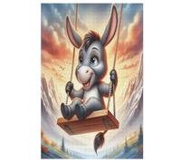 Cute Âne Puzzle Enfants 1000pcs, Puzzles en Bois- Kit Bricolage Relax Jeux pour Adolescents Et Adultes Cadeaux 78×53cm