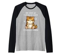 Cute Angry Cat Drinking Coffee Tabby Cat Morning Mood Meme Manche Raglan