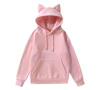 Cute Animal Hoodie with Ears Pullover Sweaters for Women Solid Womens Oversized Sweatshirts Cat Hoodie Hooded
