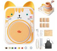 Cute Animal Pottery Wheel Set for Kids, Animal Porcelain Machine Tools, Complete Pottery Painting Kit Arts and Crafts, Birthday Halloween Christmas Gift for Girls Boy Kids Toy (01)