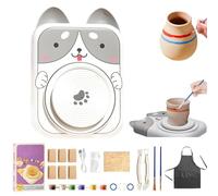 Cute Animal Pottery Wheel Set for Kids, Complete Pottery Painting Kit Arts and Crafts, DIY Mini Potteries Studio, for Girls Boy Kids Toy, Birthday Halloween (B,6*Clay)