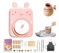 Cute Animal Pottery Wheel Set for Kids, Complete Pottery Painting Kit Arts and Crafts, DIY Mini Potteries Studio, for Girls Boy Kids Toy, Birthday Halloween (C,6*Clay)