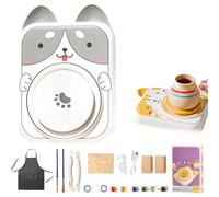 Cute Animal Pottery Wheel Set for Kids, Electric Pottery Wheel Set for Kids, Arts and Crafts for Girls Boy Toy Birthday Halloween (Dog,6 Clay)