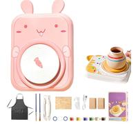 Cute Animal Pottery Wheel Set for Kids, Electric Pottery Wheel Set for Kids, Arts and Crafts for Girls Boy Toy Birthday Halloween (Rabbit,2 Clay)