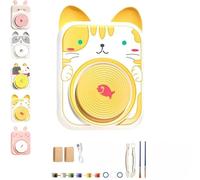 Cute Animal Pottery Wheel Set for Kids, Machine à filer à l'argile électrique avec outils et peintures, kit complet d'arts et d'artisanat pour débutants, pour le jeu créatif et les activités