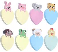 Cute Animal Sticky Notes, Lot De 8 Dessins Animés Sticky Notes Animaux Forme Marqueurs Drapeaux Bloc Notes Autocollants Étudiants Home Office Colocataires Cadeaux Onglet Fournitures