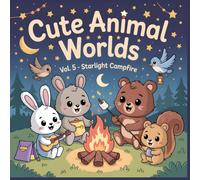 Cute Animal Worlds - Starlight Campfire: Under the Stars, Friendship Shines Bright! - A Cozy Night Adventure Coloring Book for Kids Ages 4-8