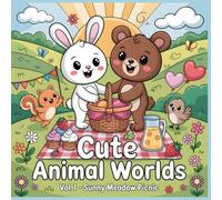 Cute Animal Worlds - Sunny Meadow Picnic: Color the World with Friendship & Sunshine - A Heartwarming Spring Coloring Book for Kids Ages 4-8