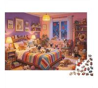 Cute Animals Puzzles 1000 Pièces Recyclé Paper Pet Bedroom Puzzle for Garçons et Filles dès 6 Ans Jeu Éducatif Challenge Fun Family Game 70x50cm/1000pcs