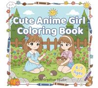 Cute Anime Girls in Nature Coloring Book: Easy and Fun Coloring Pages of Little Girls Playing in Gardens, Forests, Playgrounds and at the Beach for Kids Ages 4-7