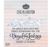 Cute as a button Calendrier de cartes postales 2024 avec cartes postales à séparer 16 x 17 cm