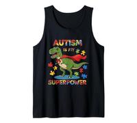 Cute Autism is my Superpower Autism Awareness Dinosaure Débardeur