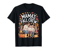 Cute Autumn Mama Kids Pumpkins Coffee Mama’s Fall Crew T-Shirt