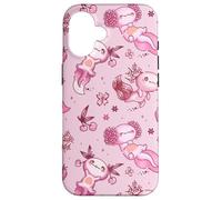 Cute Axolotl Cherry Pattern for Girls Women Pink Strawberry Coque pour iPhone 16