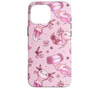 Cute Axolotl Cherry Pattern for Girls Women Pink Strawberry Coque pour iPhone 16 Pro Max
