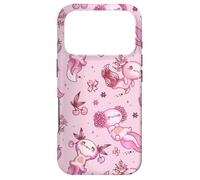 Cute Axolotl Cherry Pattern for Girls Women Pink Strawberry Coque pour iPhone 17 Pro