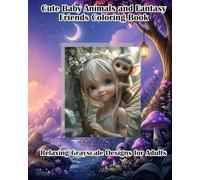Cute Baby Animals and Fantasy Friends Coloring Book: Relaxing Grayscale Designs for Adults