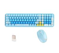 Cute Baby Bear Ensemble clavier et souris sans fil compact, 85 touches rondes colorées avec touches numériques, sans fil 2,4 G, cadeau pour filles et enfants, compatible avec ordinateur portable, PC