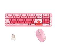 Cute Baby Bear Ensemble clavier et souris sans fil compact, 85 touches rondes colorées avec touches numériques, sans fil 2,4 G, cadeau pour filles et enfants, compatible avec ordinateur portable, PC