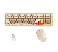 Cute Baby Bear Ensemble clavier et souris sans fil compact, 85 touches rondes colorées avec touches numériques, sans fil 2,4 G, cadeau pour filles et enfants, compatible avec ordinateur portable, PC