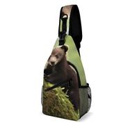 Cute Baby Bear Sling Bag for Men Women Crossbody Backpack Colorful Fish Mermaid Scales Crossbody Bag Chest Bags for Travel Sport