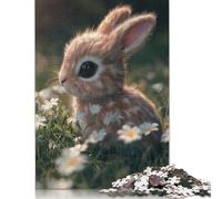 Cute Baby Bunny in Flowers Puzzles 1000 Pieces Cadeau Unique Jeu Éducatif Défi Jouet À De Qualité Supérieure Peinture Art pour Adultes Enfants 1000pcs (75x50cm)