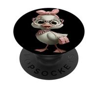 Cute Baby Chick Kawaii Oiseau Rose Léopard Lunettes Graphique PopSockets PopGrip Adhésif