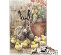 Cute_Baby_Donkey Puzzle pour Adultes 1000 Pièces Puzzle Rectangle Créatif Puzzle en Bois (75x50cm)