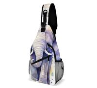 Cute Baby Elephant Watercolor Sling Bag for Men Women Crossbody Backpack Colorful Fish Mermaid Scales Crossbody Bag Chest Bags for Travel Sport