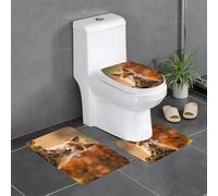 Cute Baby Fox Lot de 3 tapis de salle de bain - Tapis de sol pour toilettes, baignoire-douche, tapis de bain lavables - Tapis de bain confortable et durable