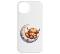 Cute Baby Highland Cow Sleeping on The Moon Heifer Farm Coque pour iPhone 14 Plus