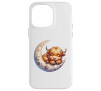 Cute Baby Highland Cow Sleeping on The Moon Heifer Farm Coque pour iPhone 14 Pro Max