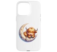 Cute Baby Highland Cow Sleeping on The Moon Heifer Farm Coque pour iPhone 15 Pro Max