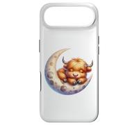 Cute Baby Highland Cow Sleeping on The Moon Heifer Farm Coque pour iPhone Air