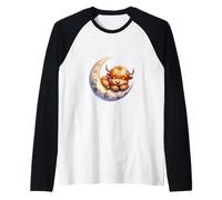 Cute Baby Highland Cow Sleeping on The Moon Heifer Farm Manche Raglan