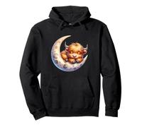 Cute Baby Highland Cow Sleeping on The Moon Heifer Farm Sweat à Capuche