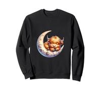 Cute Baby Highland Cow Sleeping on The Moon Heifer Farm Sweatshirt