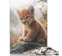 Cute Baby Puma Kitten Puzzle 1000 Pièces Cadeau Unique Jeu Éducatif Défi Jouet À De Qualité Supérieure Peinture Art pour Adultes Enfants 1000pcs (75x50cm)
