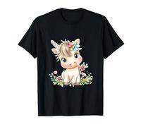 Cute Baby Unicorn with Flowers - Kawaii Pastel Pony T-Shirt