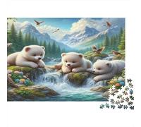 Cute Bear Cubs Scène 1000 Pièces Papier Écologique Puzzle Classique Adolescents Fans 12-18 Ans Soulagement du Stress Décoration Murale 70x50cm/1000pcs