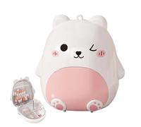 Cute Bear Pill Box - Organiseur de médicaments à double couche avec design multi-comparaisons - Organiseur de voyage pour femmes, pocket, purse, bureau, école, gym