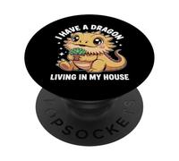 Cute Bearded Dragon Living in My House Design PopSockets PopGrip Adhésif