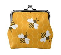 Cute Bee Wallet for Women Coin Purse Kiss Lock Change Purse Wallet Card Holder Buckle Purse Cute Small PU Leather Pocket Wallet for Women Ladies Clutch Purse Happy Squirrel