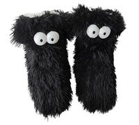 Cute Big Eyes Fuzzy Slipper Socks, Winter Warm Plush Non-Slip Floor Socks with Cartoon Eyes for Women and Men, Cozy Home Sleep Socks (Taille unique,Black)