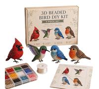Cute Bird & Animal Beading Craft Set | Creative 4-Pack DIY Animals Beading Set With Instructions, Tiny 3D Beaded Animal DIY Kit, Cute Designs, For Adults Beginners Enthusiasts Friends Home School